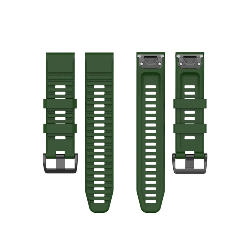 Universal Garmin 22mm QuickFit Grooved Silicone Strap - Army Green