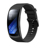 Samsung Galaxy Gear Fit2 Pro 18mm Striped Silicone Strap - Black