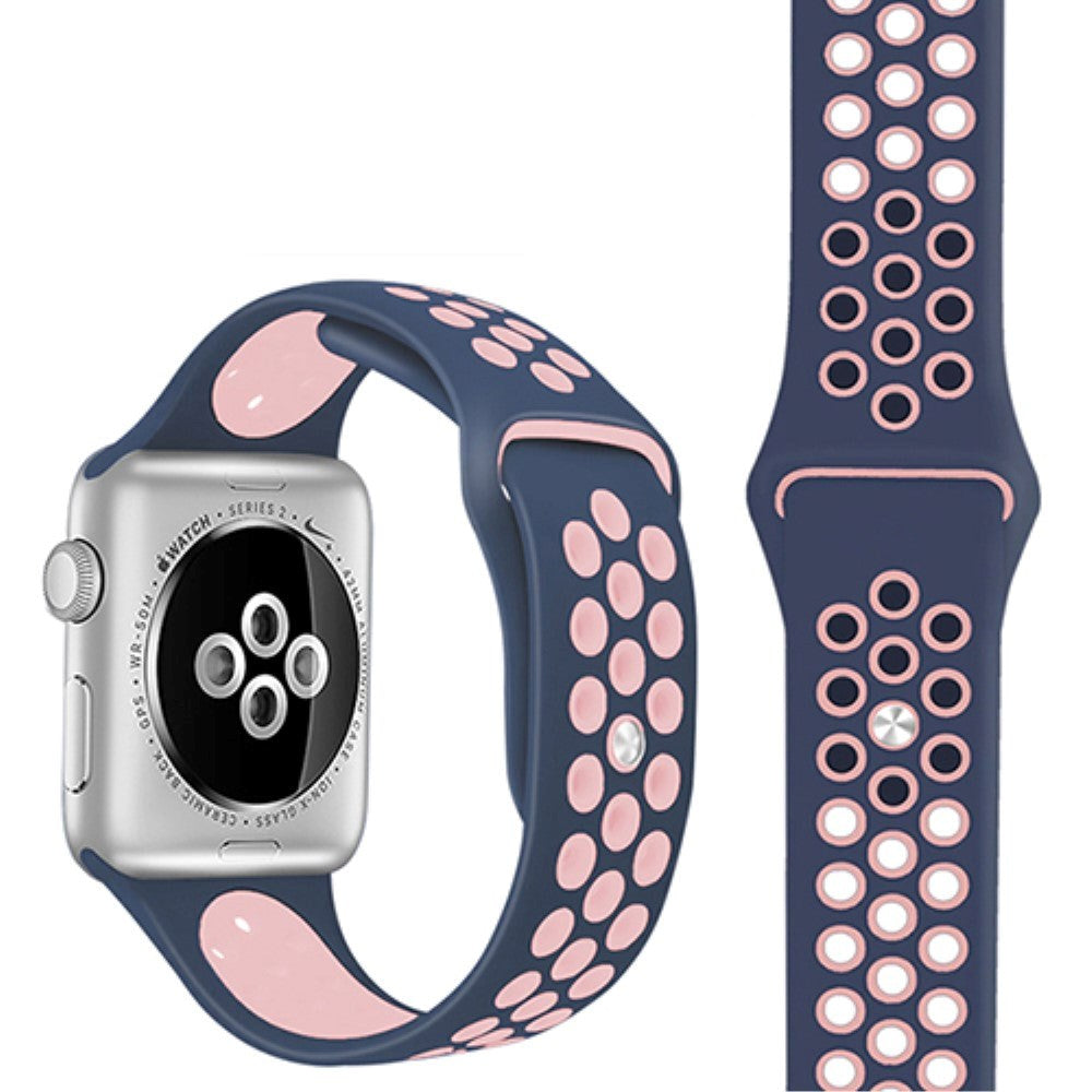 Apple Watch 38-40mm Two-Color Silicone Strap - Dark Blue / Pink