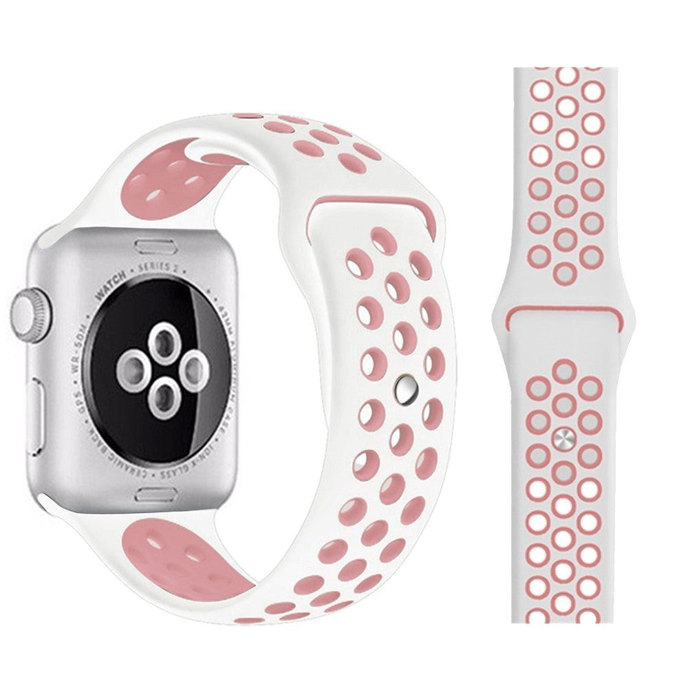 Apple Watch 38-40mm Two-Color Silicone Strap - White / Pink