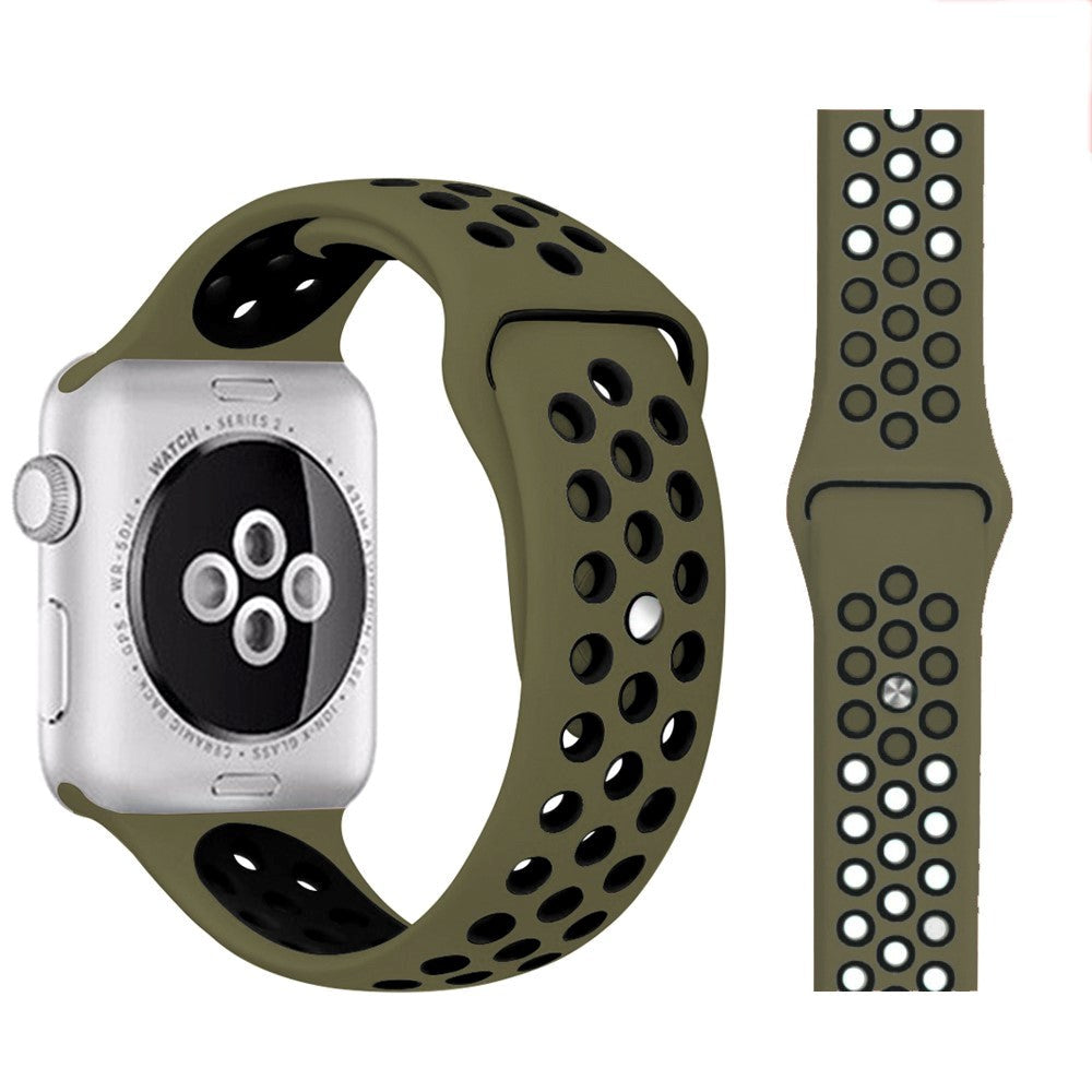 Apple Watch 38-40mm Two-Color Silicone Strap - Olive Green / Black