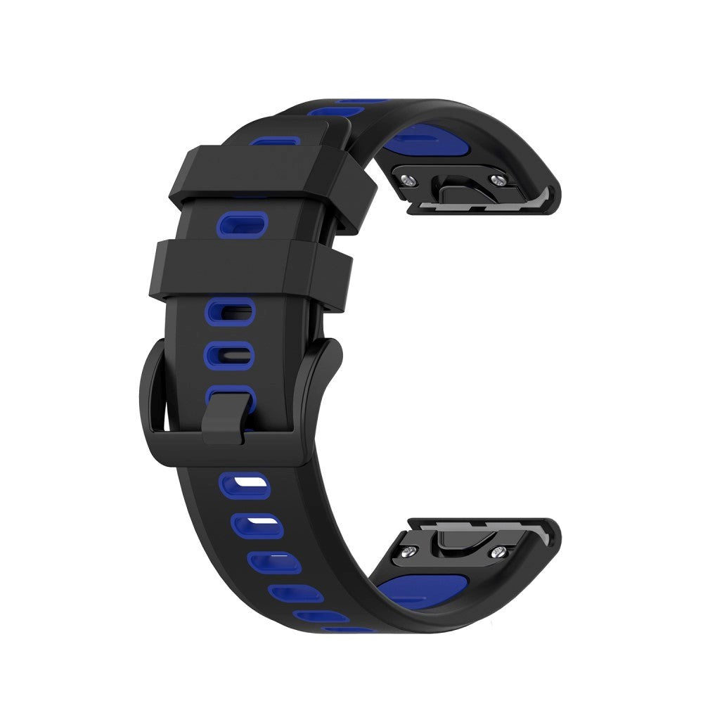 Universal Garmin Strap (26mm QuickFit) Classic Silicone Strap incl. Screwdrivers - Black / Blue