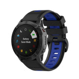 Universal Garmin Strap (26mm QuickFit) Classic Silicone Strap incl. Screwdrivers - Black / Blue