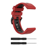 Universal Garmin Strap (26mm) Classic Silicone Strap incl. Screwdrivers - Red / Black