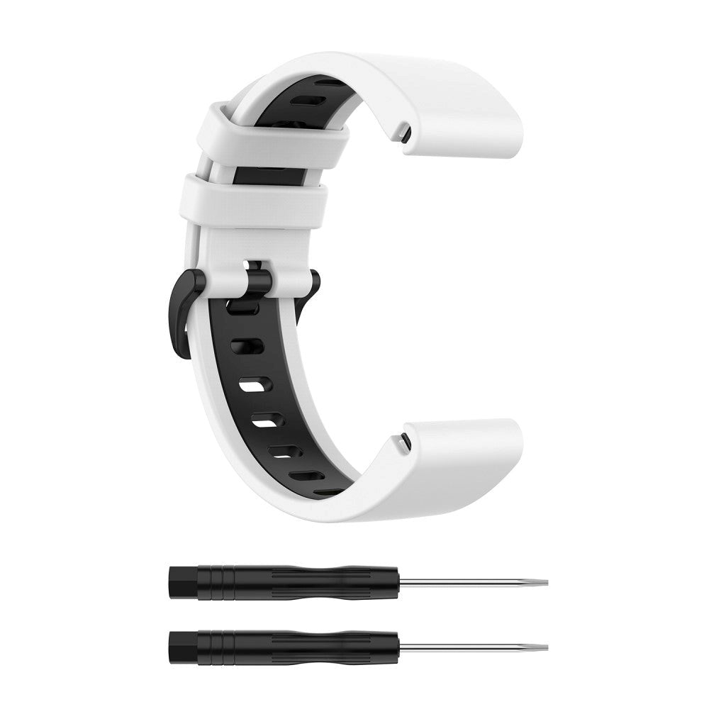 Universal Garmin 20mm QuickFit Neutral Silicone Strap incl. Screwdrivers - White/Black