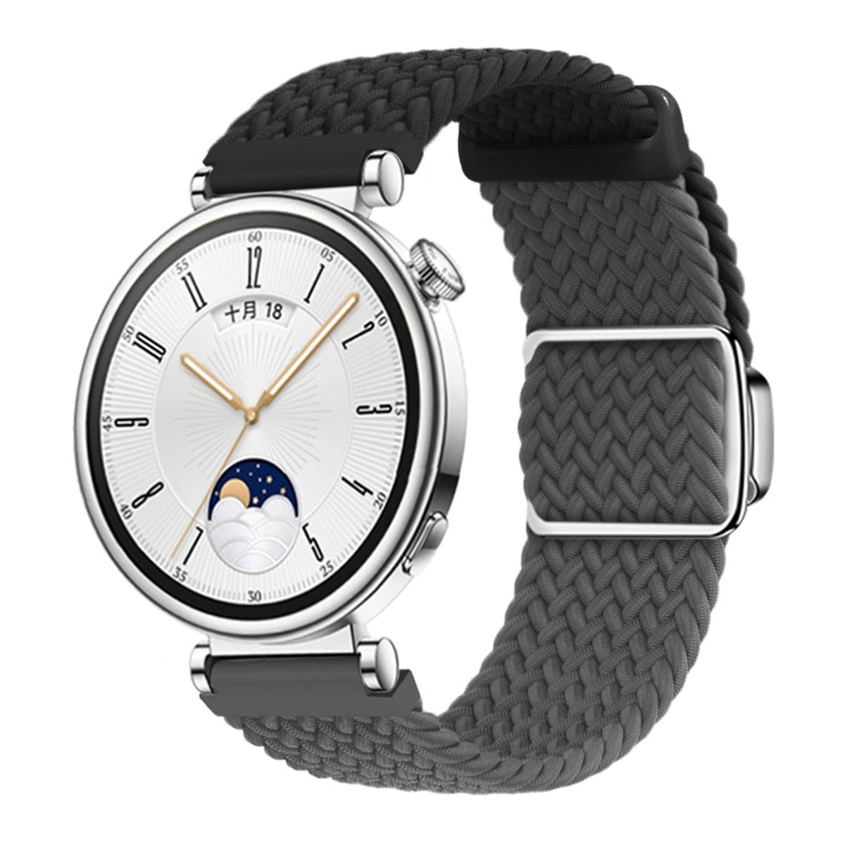 Universal 18mm EIDERWOOD Woven Watch Strap - Black / Grey