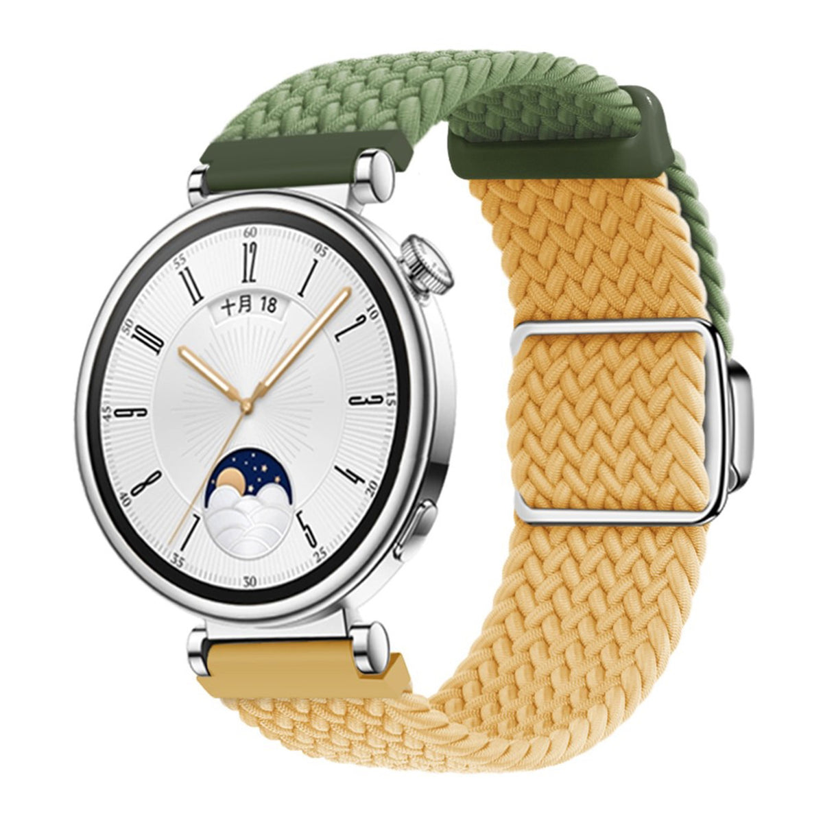 Universal 18mm EIDERWOOD Woven Watch Strap - Green / Yellow