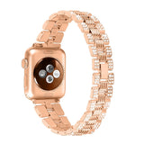 Apple Watch (42/44/SE/45/46/49mm) Metal Strap w. Rhinestone - Rose Gold