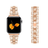 Apple Watch (42/44/SE/45/46/49mm) Metal Strap w. Rhinestone - Rose Gold