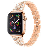 Apple Watch (42/44/SE/45/46/49mm) Metal Strap w. Rhinestone - Rose Gold