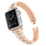 Apple Watch (42/44/SE/45/46/49mm) Metal Strap w. Rhinestone - Rose Gold