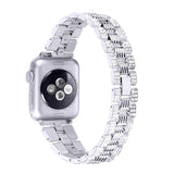 Apple Watch (42/44/SE/45/46/49mm) Metal Strap w. Rhinestones - Silver