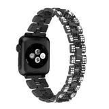 Apple Watch (42/44/SE/45/46/49mm) Metal Strap w. Rhinestones - Black