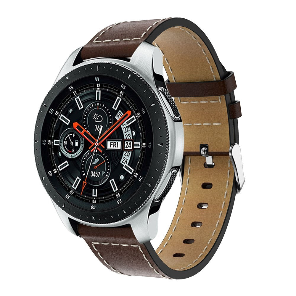 Universal Smartwatch 20mm Classic Leather Strap - Coffee