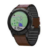 Universal Garmin 22mm QuickFit Leather & Silicone Strap - Brown