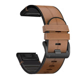 Universal Garmin Strap (26mm QuickFit) Leather & Silicone Strap - Light Brown / Black