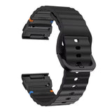 Universal Garmin 22mm QuickFit EIDERWOOD Wavy Silicone Strap - Black