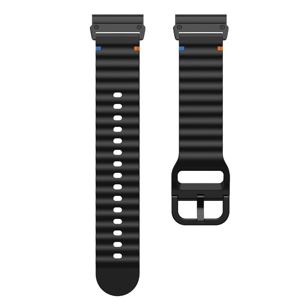 Universal Garmin 22mm QuickFit EIDERWOOD Wavy Silicone Strap - Black