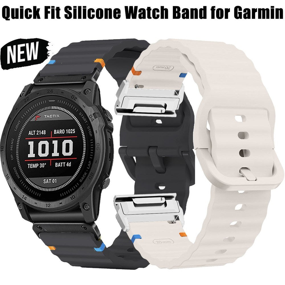 Universal Garmin 22mm QuickFit EIDERWOOD Wavy Silicone Strap - Black