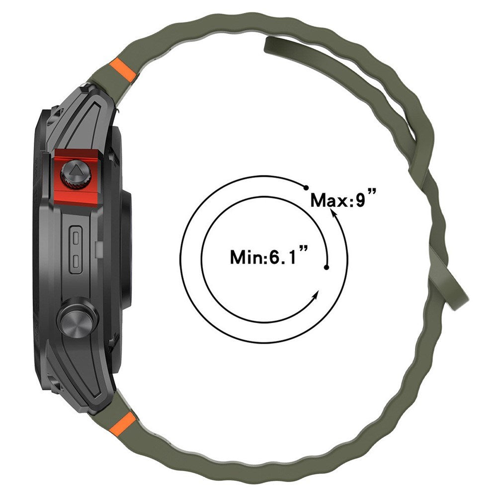 Universal Garmin 22mm QuickFit EIDERWOOD Wavy Silicone Strap - Dark Grey
