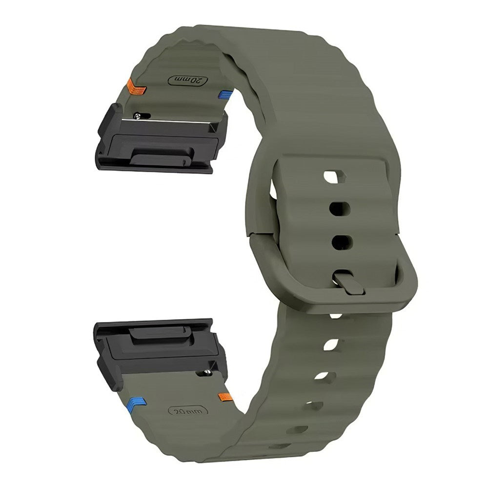 Universal Garmin 22mm QuickFit EIDERWOOD Wavy Silicone Strap - Green