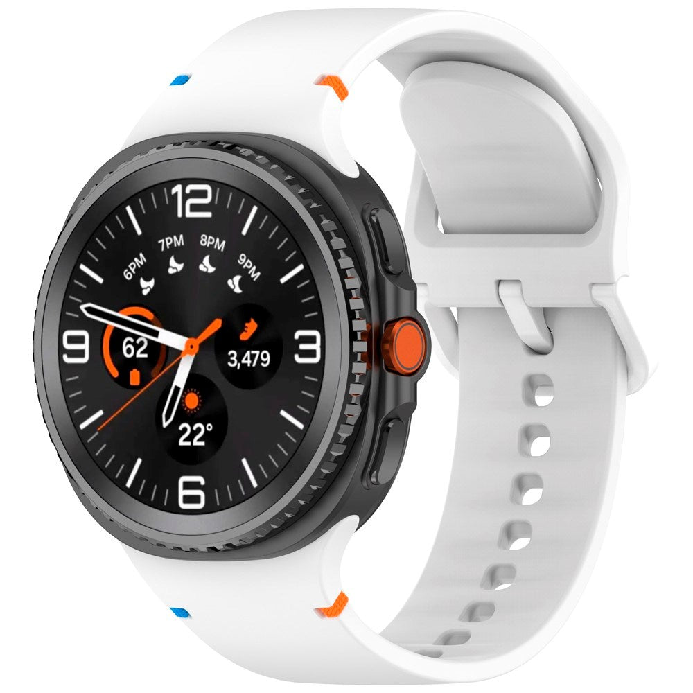EIDERWOOD Samsung Galaxy Watch 8 / 8 Classic (40 / 44 / 46mm) Silicone Strap with Stitching Line - White