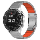 Universal Garmin 22mm QuickFit EIDERWOOD Titanium Strap w. Colored Silicone - Silver / Orange