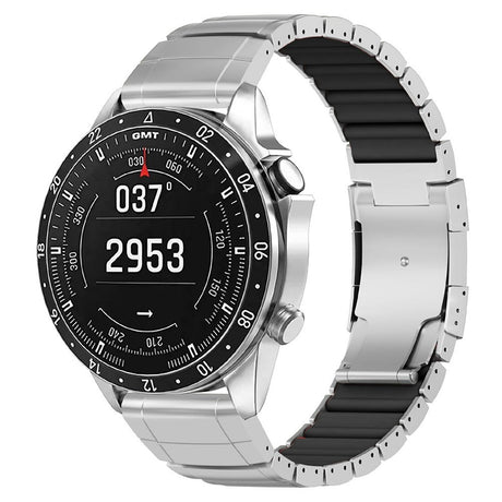 Universal Garmin 22mm QuickFit EIDERWOOD Titanium Strap w. Colored Silicone - Silver / Black