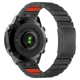 Universal Garmin 22mm QuickFit EIDERWOOD Titanium Strap w. Colored Silicone - Black / Orange