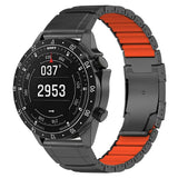 Universal Garmin 22mm QuickFit EIDERWOOD Titanium Strap w. Colored Silicone - Black / Orange