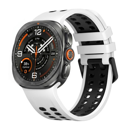 Samsung Galaxy Watch Ultra 2 / Ultra (47mm) Silicone Strap with Ventilation Holes - White / Black