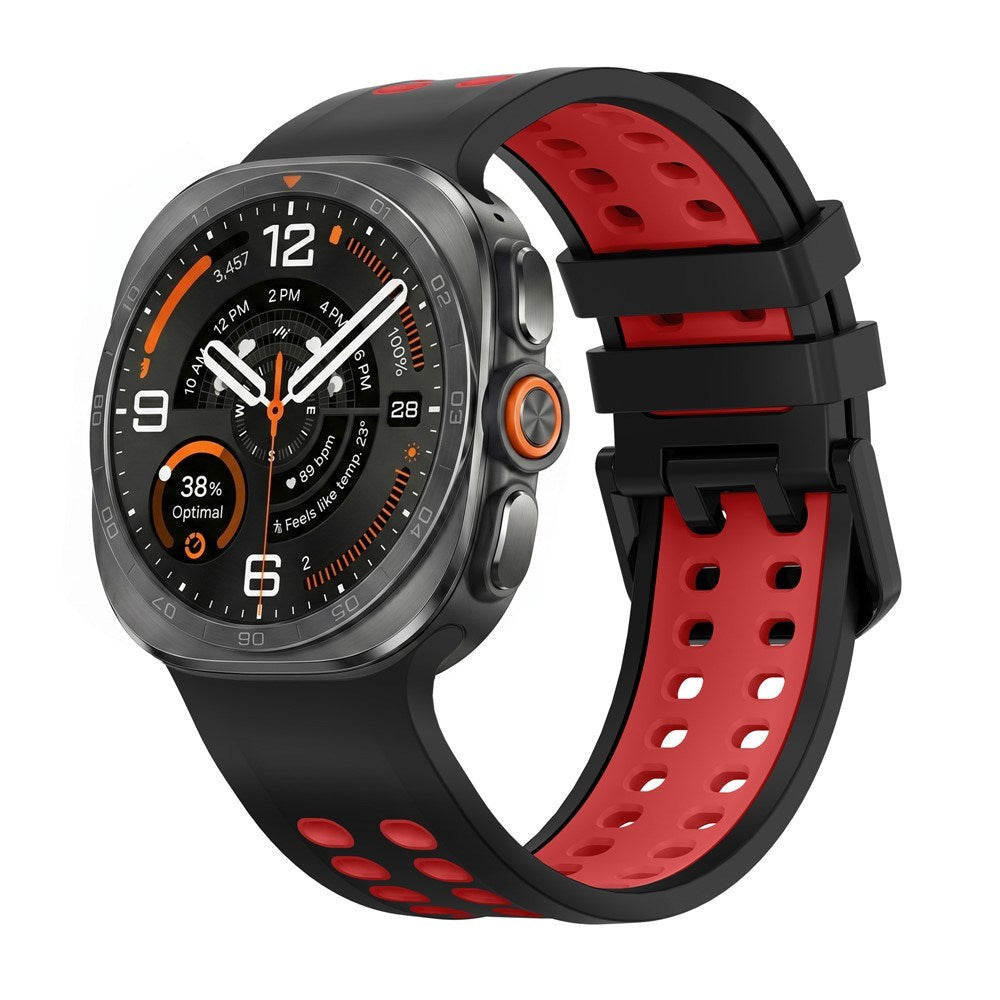 Samsung Galaxy Watch Ultra 2 / Ultra (47mm) Silicone Strap with Ventilation Holes - Black / Red