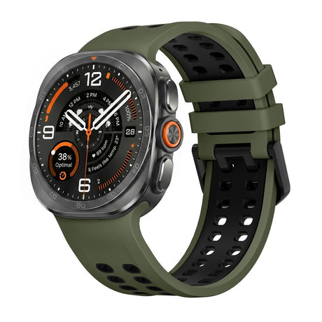 Samsung Galaxy Watch Ultra 2 / Ultra (47mm) Silicone Strap with Ventilation Holes - Green / Black