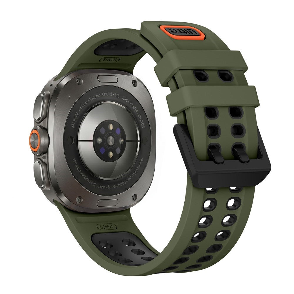 Samsung Galaxy Watch Ultra 2 / Ultra (47mm) Silicone Strap with Ventilation Holes - Green / Black
