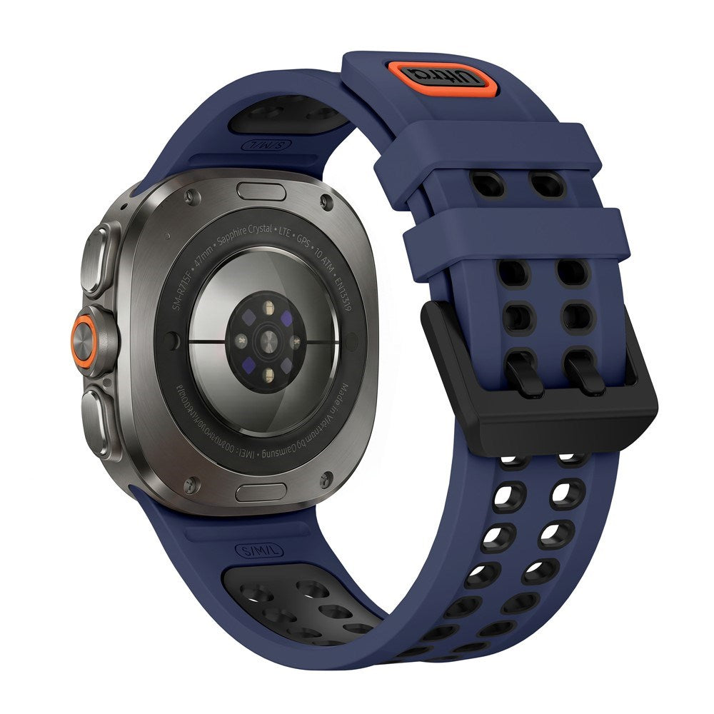 Samsung Galaxy Watch Ultra 2 / Ultra (47mm) Silicone Strap with Ventilation Holes - Blue / Black