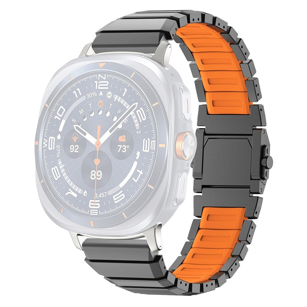 Samsung Galaxy Watch Ultra 2 / Ultra (47mm) Magnetic Metal Strap with Silicone - Grey / Orange
