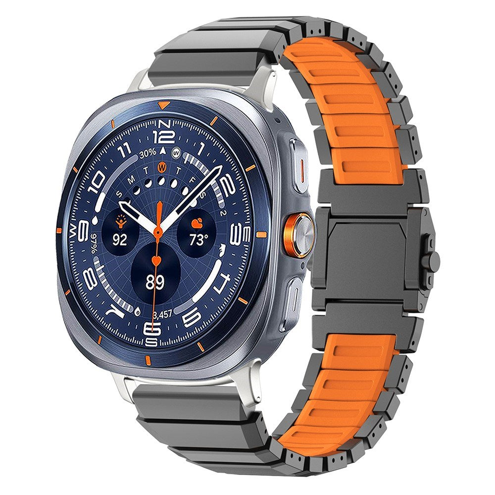 Samsung Galaxy Watch Ultra 2 / Ultra (47mm) Magnetic Metal Strap with Silicone - Grey / Orange