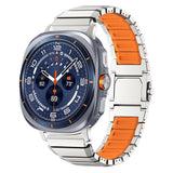 Samsung Galaxy Watch Ultra 2 / Ultra (47mm) Magnetic Metal Strap with Silicone - Silver / Orange
