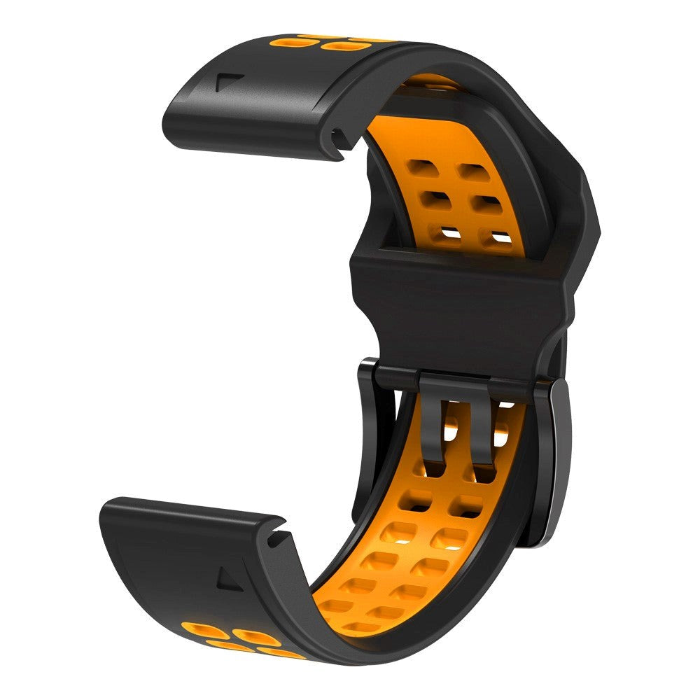 Garmin Universal Double-hole Silicone Strap (26mm QuickFit) - Black / Orange