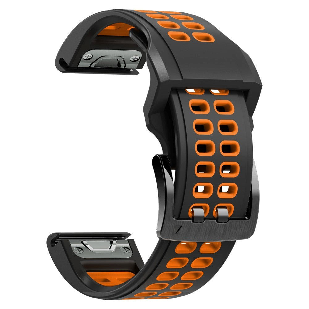 Garmin Universal Double-hole Silicone Strap (26mm QuickFit) - Black / Orange