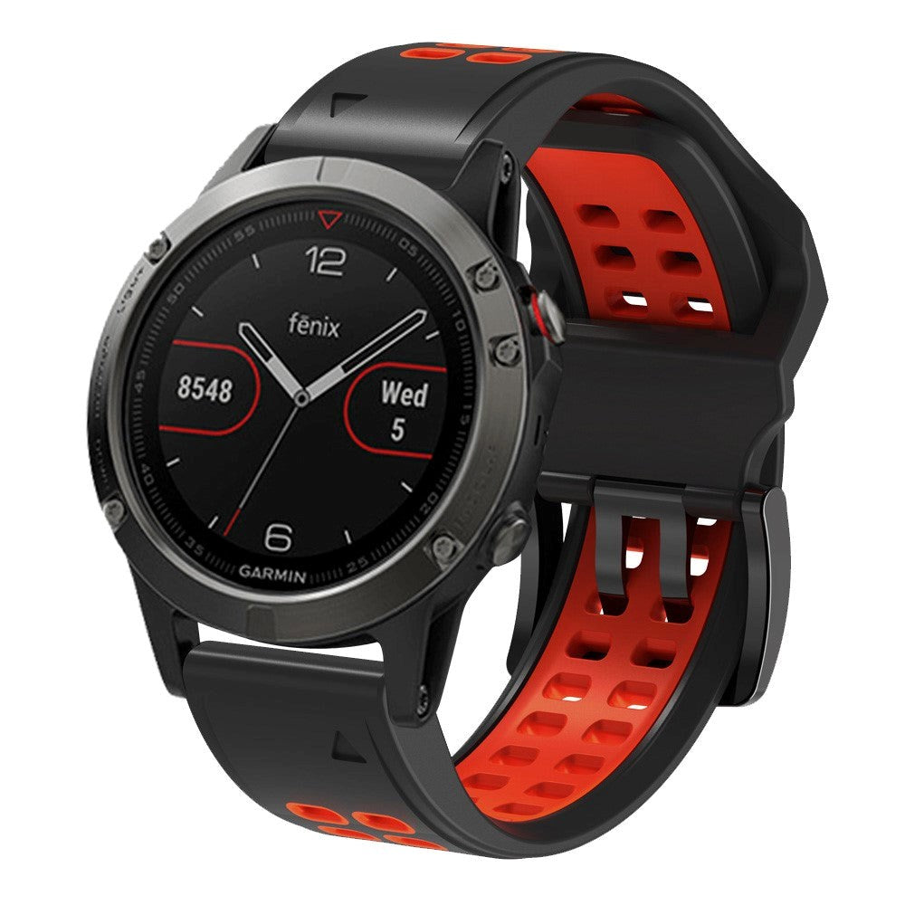 Garmin Universal Double-hole Silicone Strap (26mm QuickFit) - Black / Red