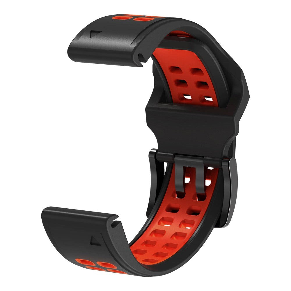 Garmin Universal Double-hole Silicone Strap (26mm QuickFit) - Black / Red