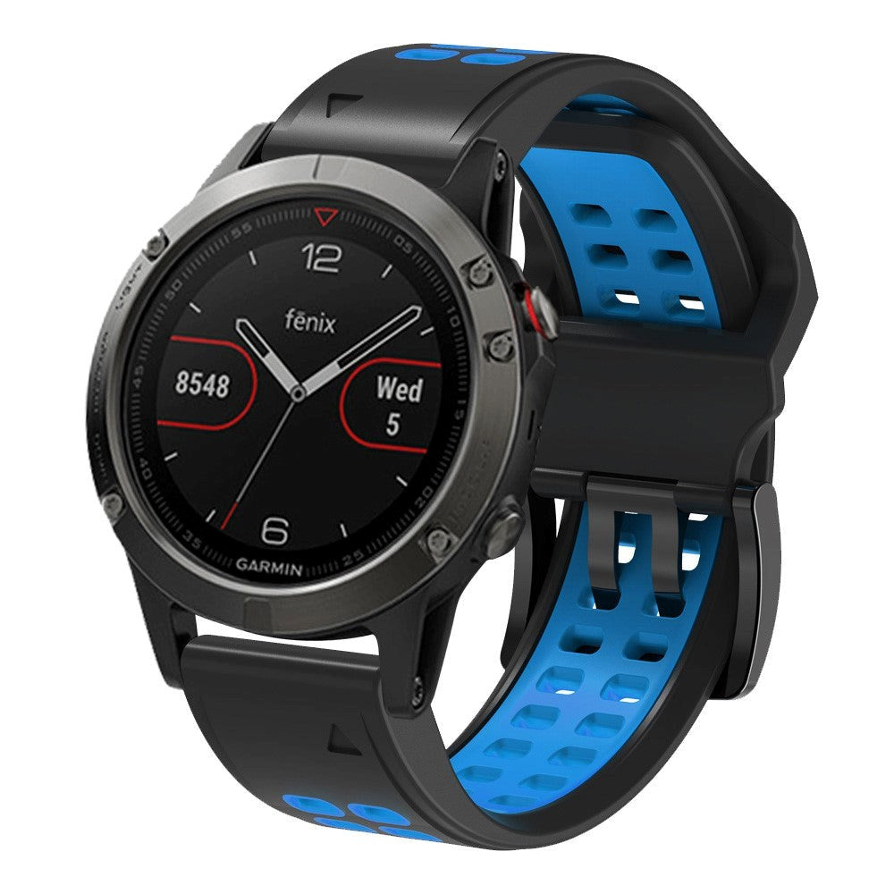 Garmin Universal Double-hole Silicone Strap (26mm QuickFit) - Black / Blue