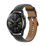 Universal Smartwatch PU Leather Strap w. Buckle 22mm - Black