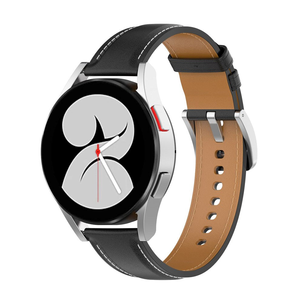 Universal Smartwatch PU Leather Strap w. Buckle 20mm - Black