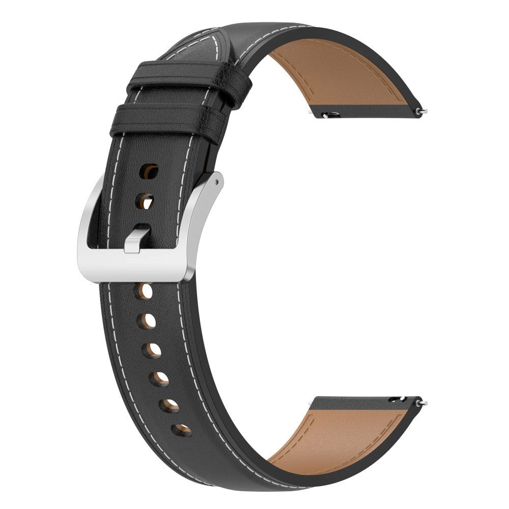 Universal Smartwatch PU Leather Strap w. Buckle 20mm - Black