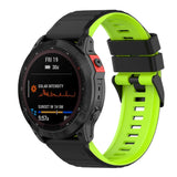 Universal Garmin 26mm Ribbed Silicone Strap w. Tool - Black / Green