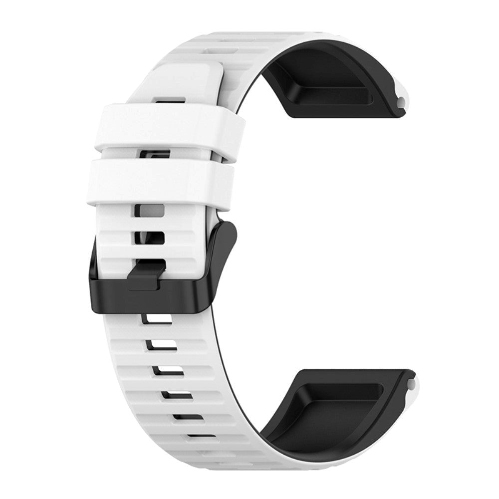 Universal Garmin 22mm Ribbed Silicone Strap w. Tool - White / Black