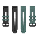 Universal Garmin 22mm Ribbed Silicone Strap w. Tool - Green / Black