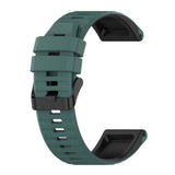 Universal Garmin 22mm Ribbed Silicone Strap w. Tool - Green / Black